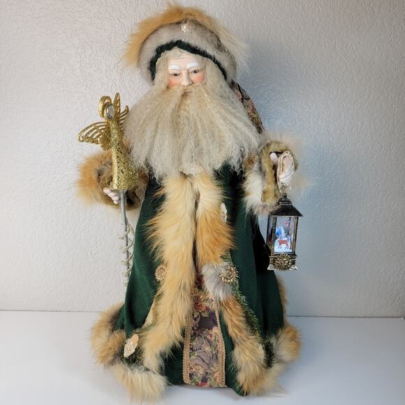 Unbranded Other - Old World Christmas Santa 24" Tree Table Topper Real Fur Lantern Works Vintage